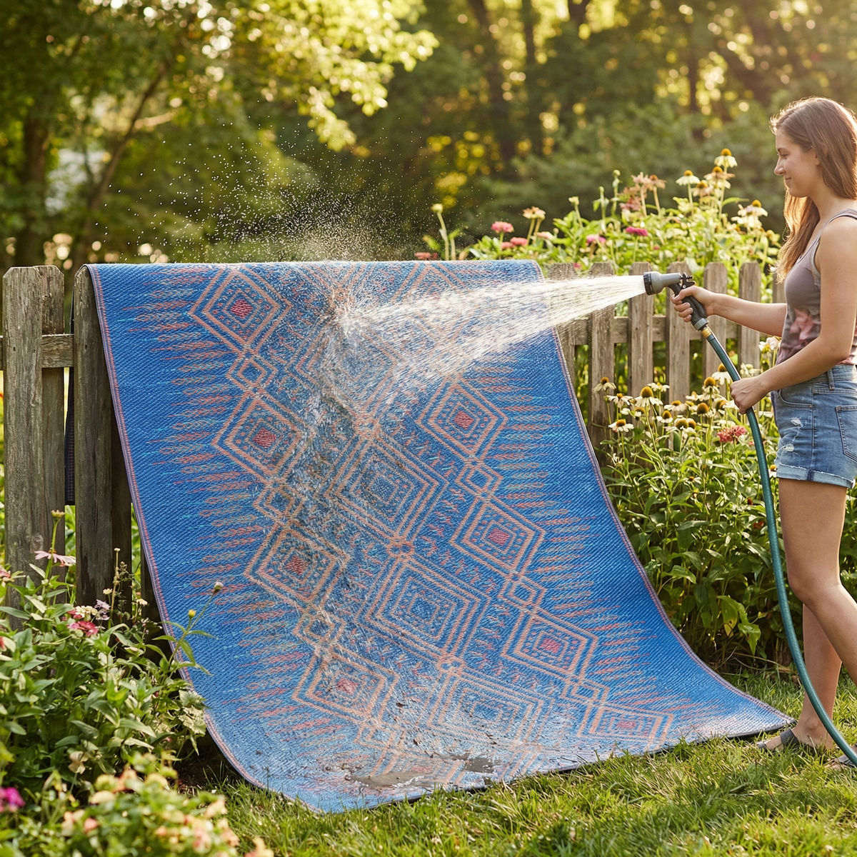 Jodhpur - Multi Blue Geometric Outdoor Rug for Patio