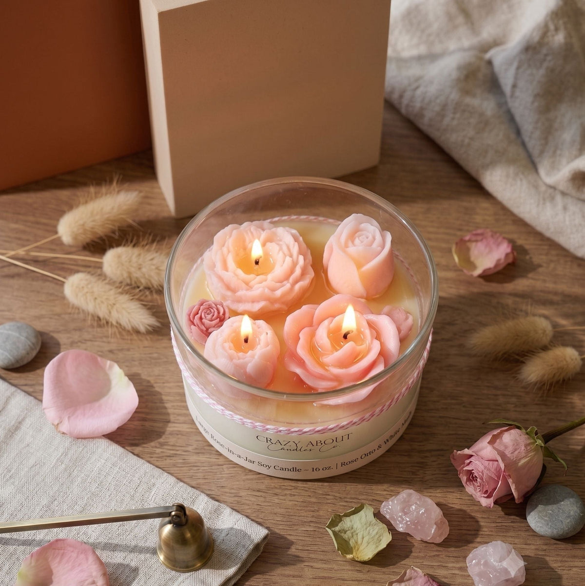 Large Rose-in-a-Jar Soy Candle | 16 oz