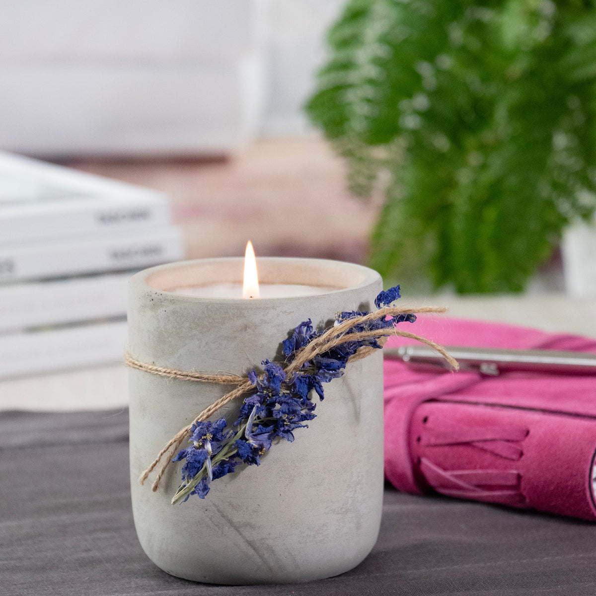 Bougie en ciment Larkspur Améthyste