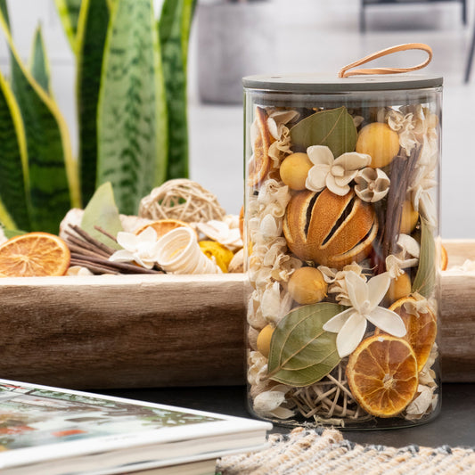 Barattolo di pot-pourri al profumo di scorza di limone e timo