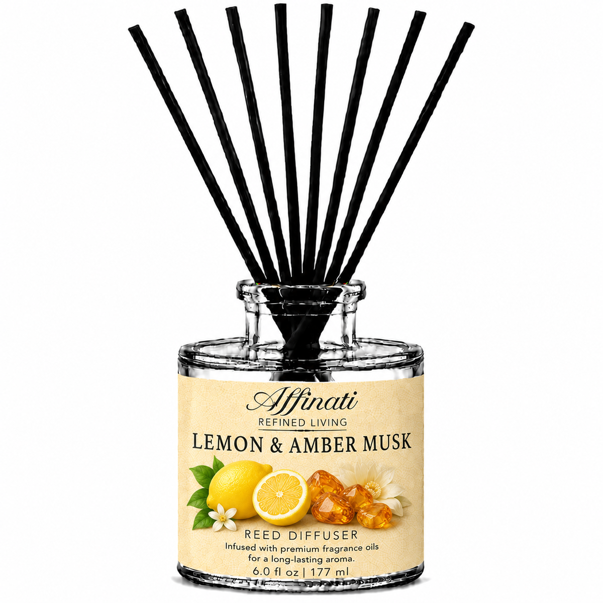 Diffusore a bastoncini Limone & Muschio d'Ambra