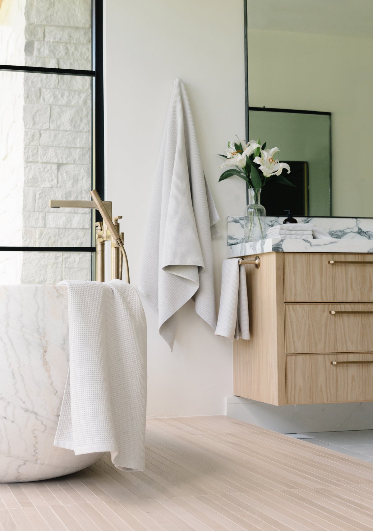 Draps de bain gaufrés