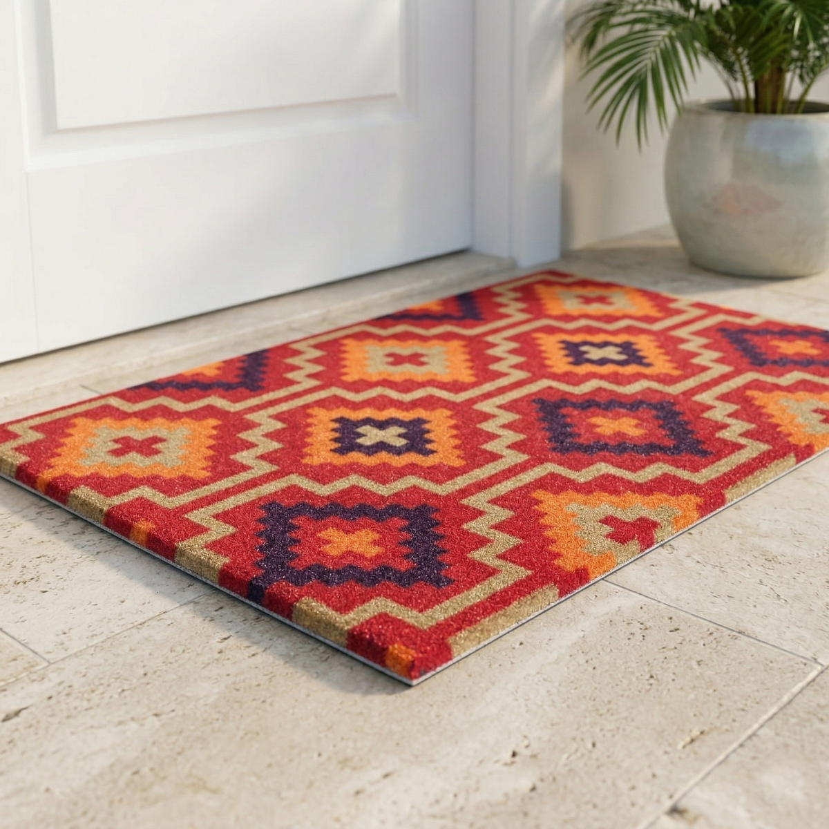 Zerbino in fibra di cocco Lhasa Kilim - Rosso