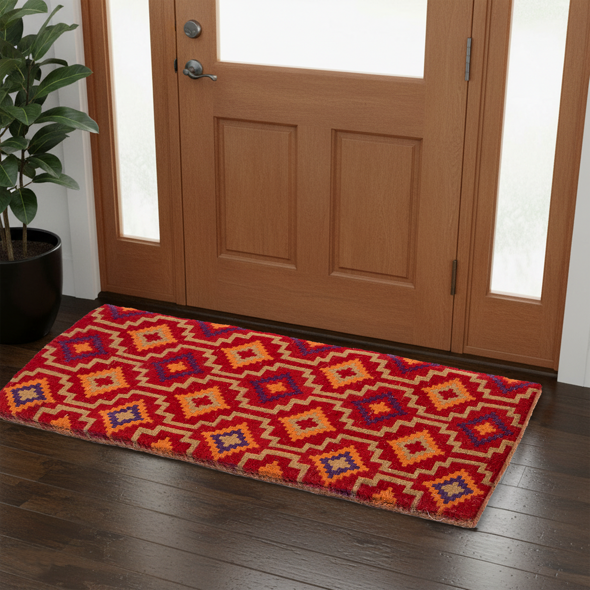 Zerbino in fibra di cocco Lhasa Kilim - Rosso
