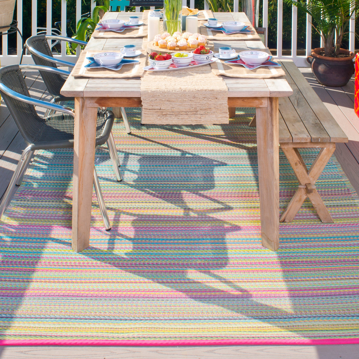 Cancun - Candy Striped Outdoor Rug for Patio