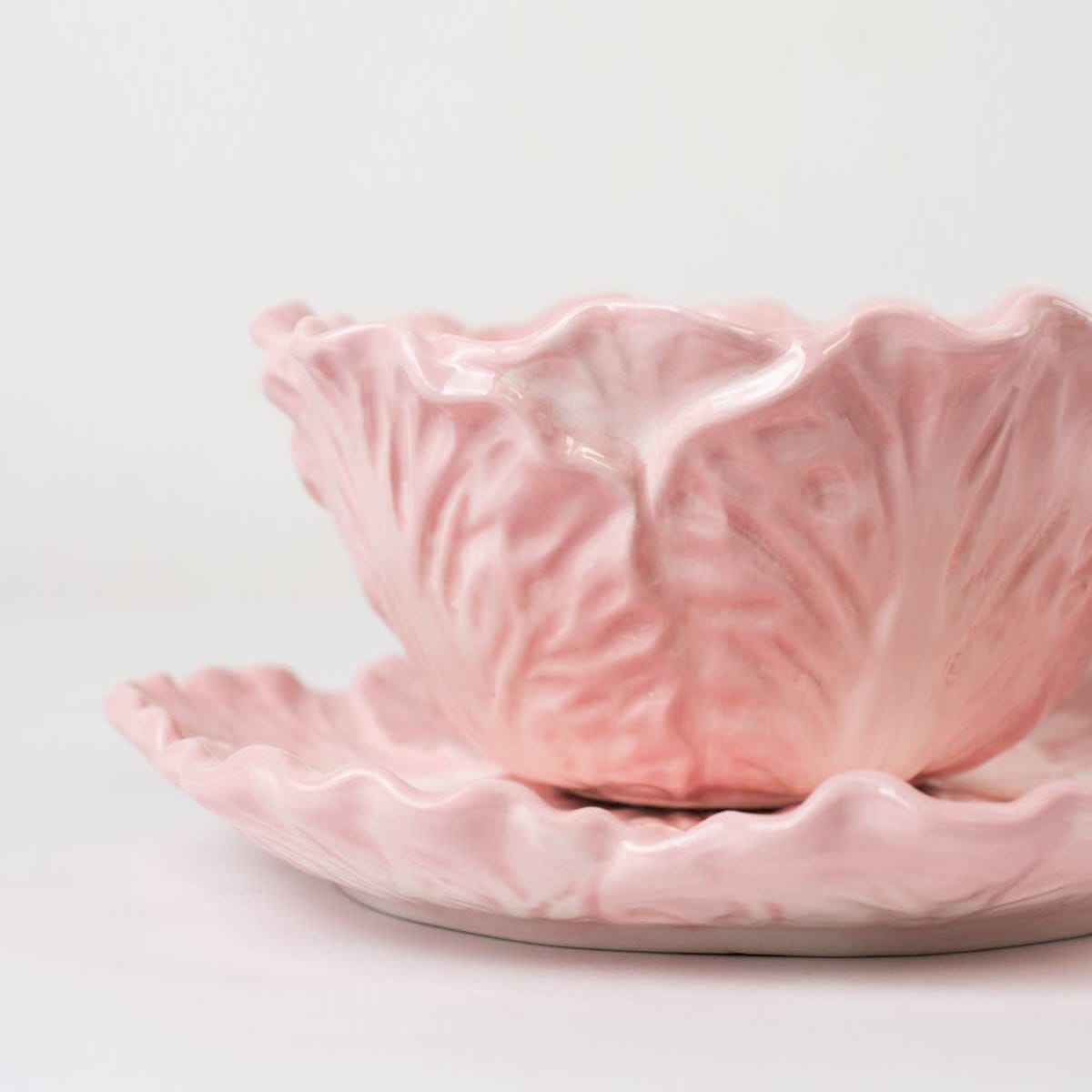 Royal Standard Light Pink Cabbage Bowl & Plate - Set of Four