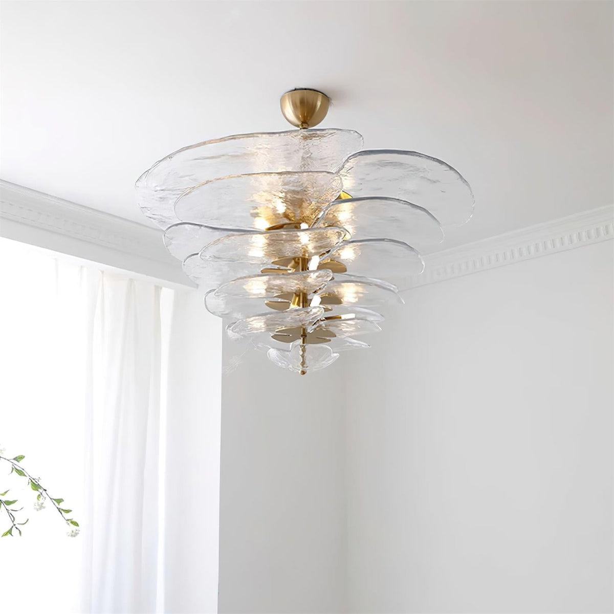 Lotus Leaf Layered Glass Chandelier