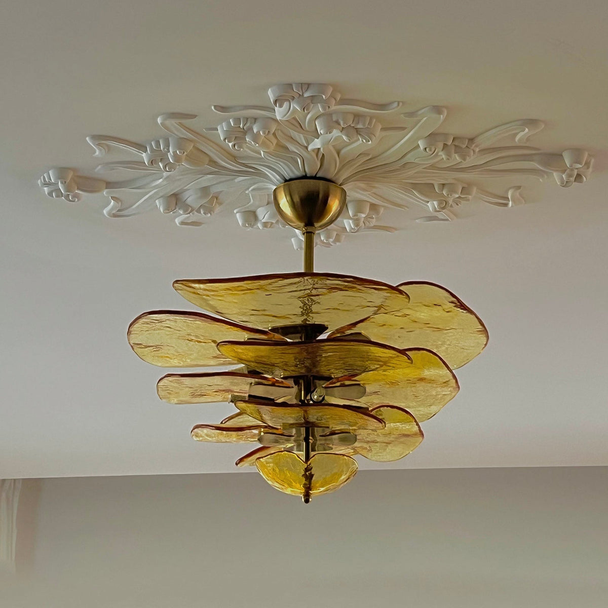 Lotus Leaf Layered Glass Chandelier