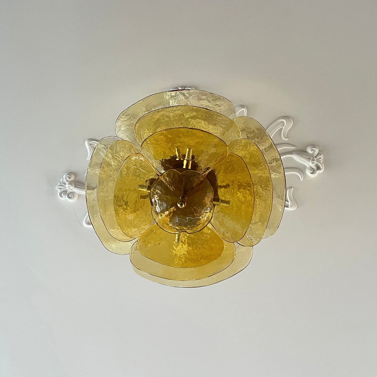 Lotus Leaf Layered Glass Chandelier