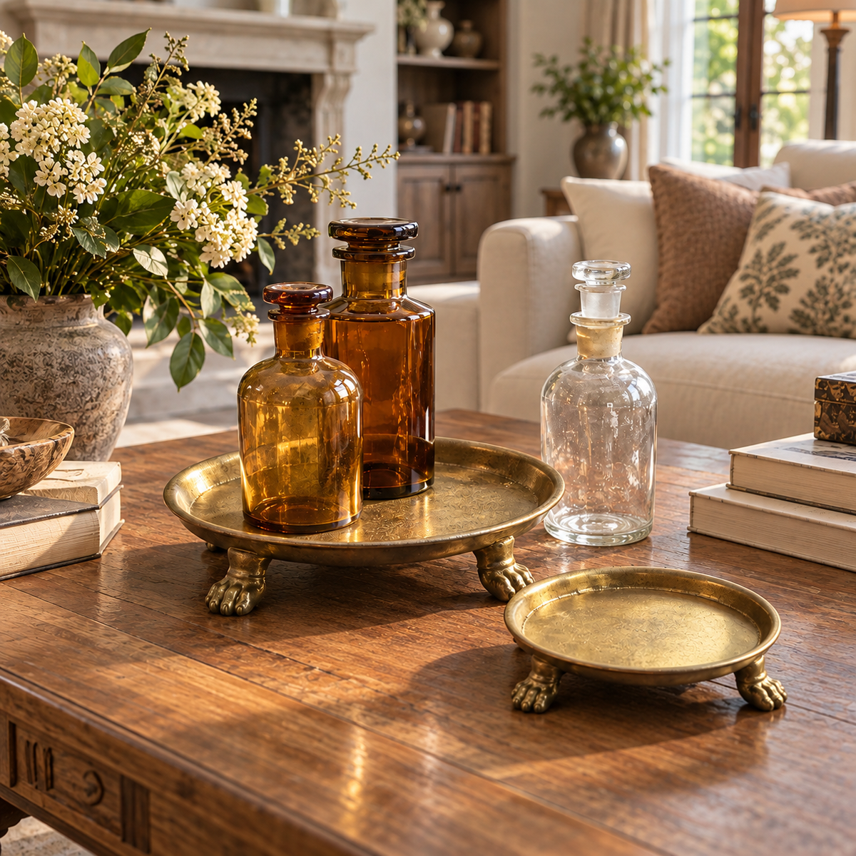 Small Claw Foot Round Dish with Gold Leaf