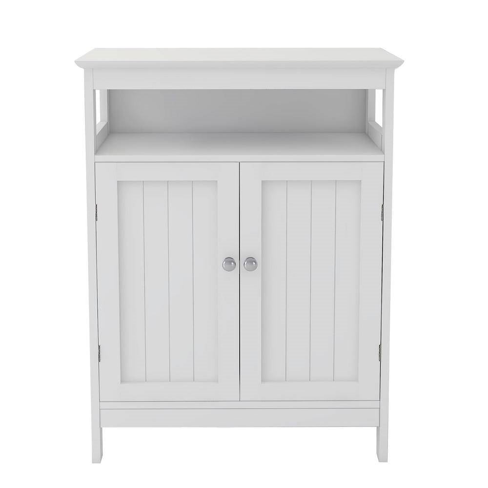 Mobiletto portabiancheria da bagno a 2 ante con ripiano, finitura in legno bianco