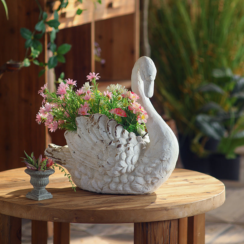 Vintage-Style Swan Planter