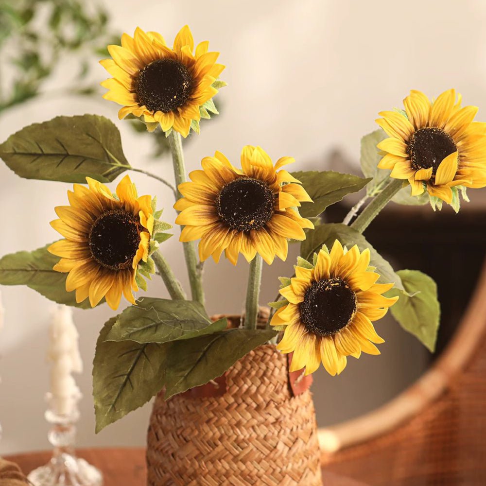 Stelo di girasole artificiale a un fiore, altezza 50 cm