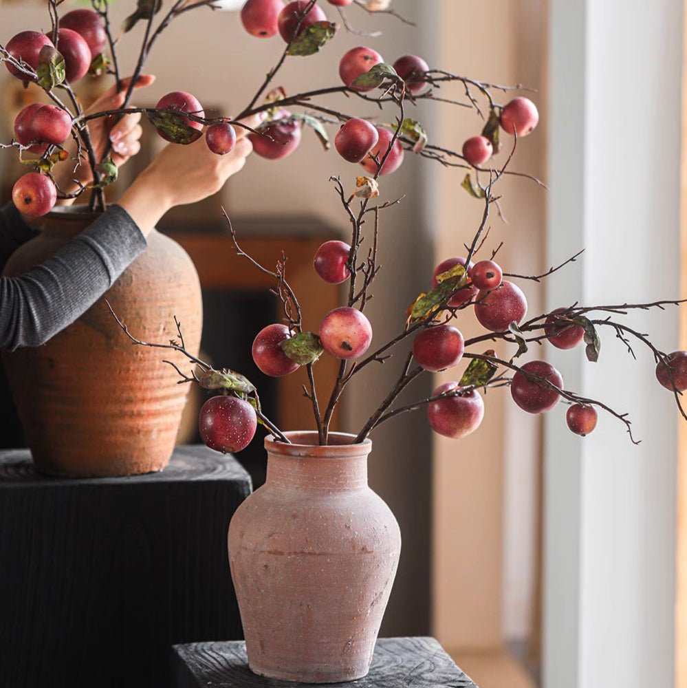 Faux Red Apple Branch Stem 36" Tall