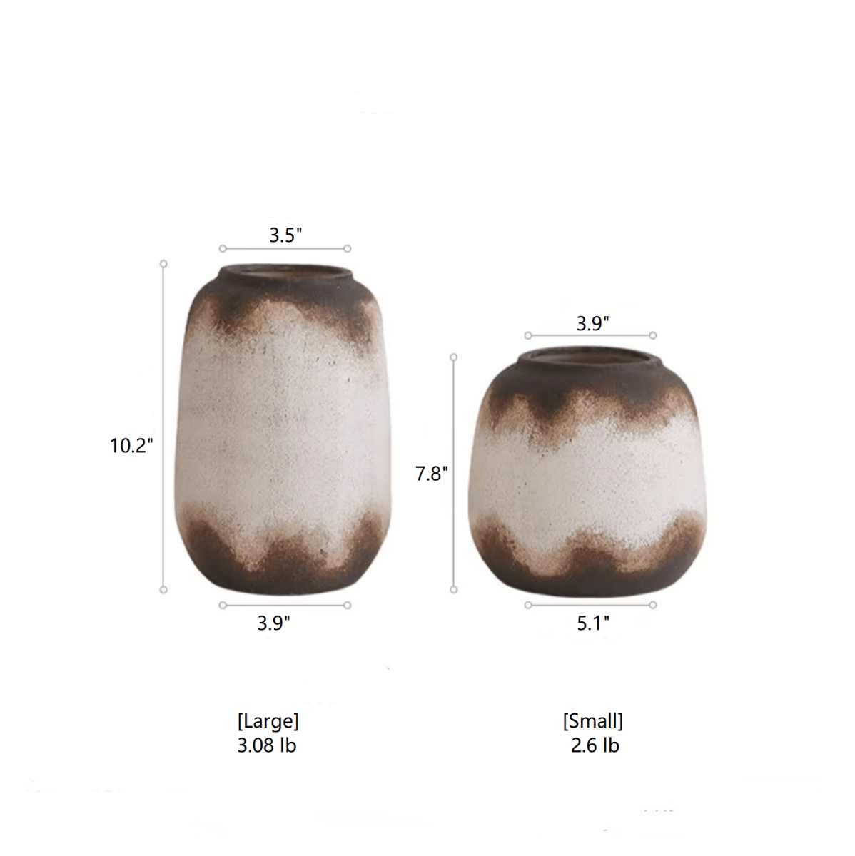 Vase en céramique marron à motif imprimé, étanche