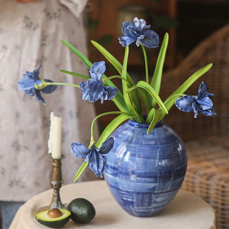 Fiore di iris in seta, altezza 56 cm