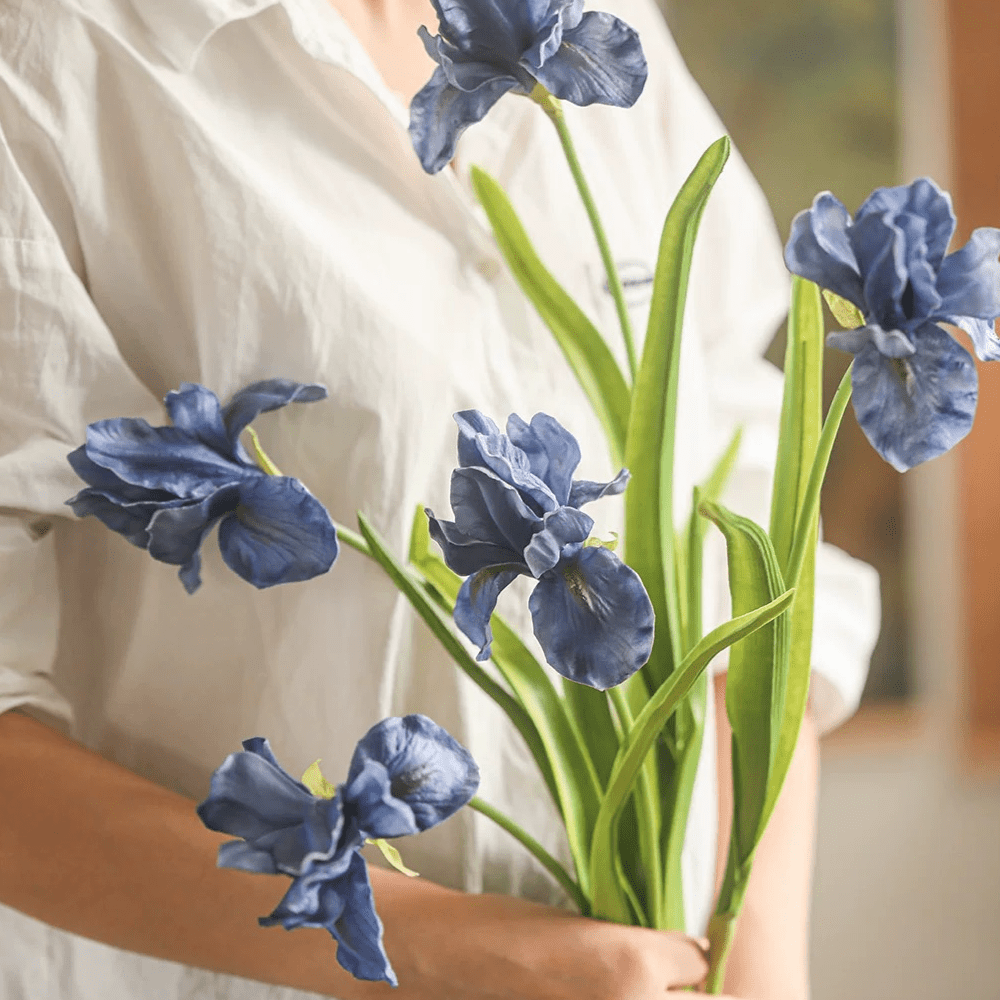 Fiore di iris in seta, altezza 56 cm