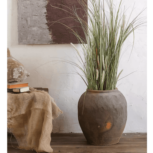 Round Earthenware Brown Pot