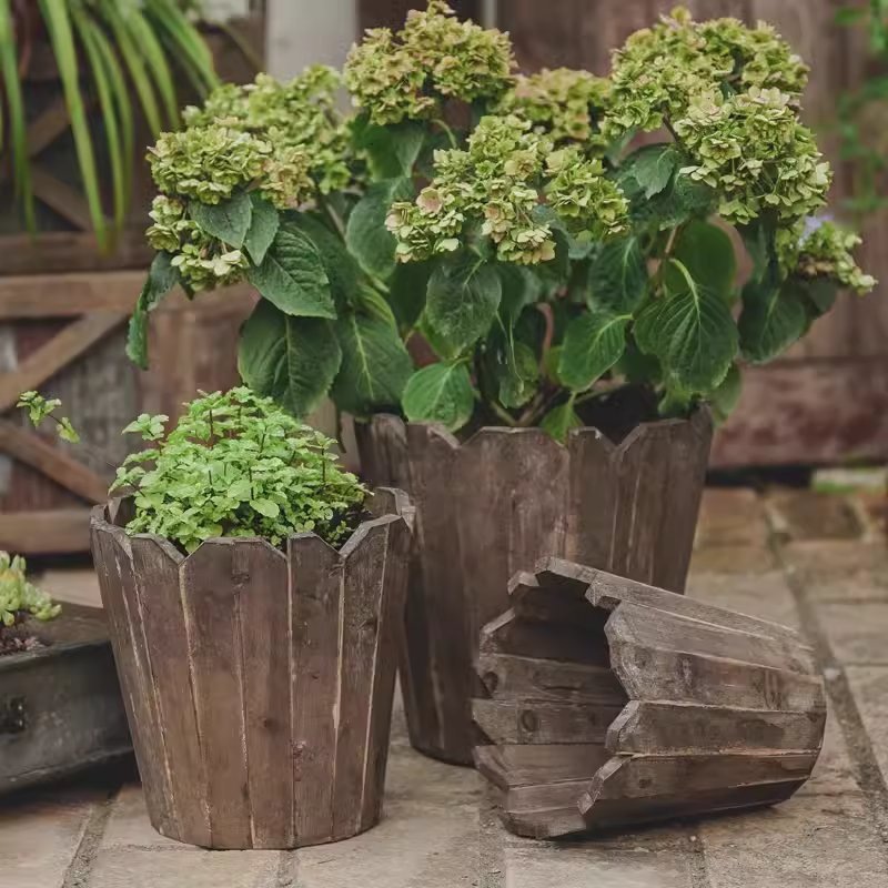 Jardinière ronde en bois massif assemblé