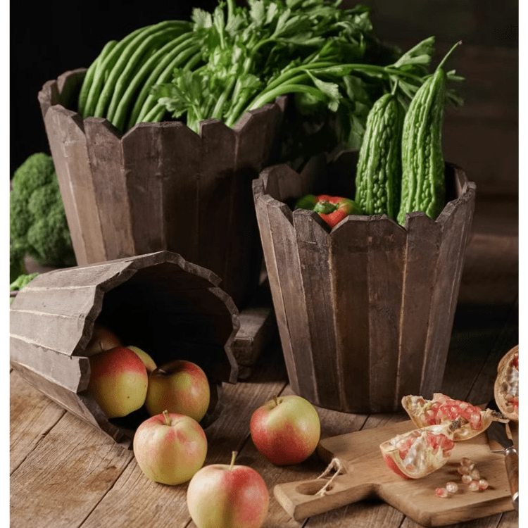 Jardinière ronde en bois massif assemblé
