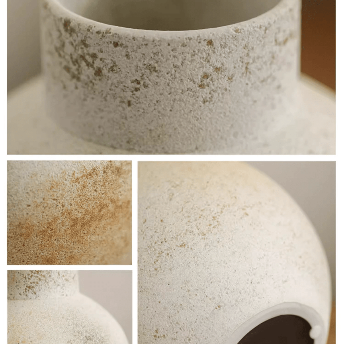 Vaso in ceramica a corpo rotondo e superficie ruvida a tenuta stagna