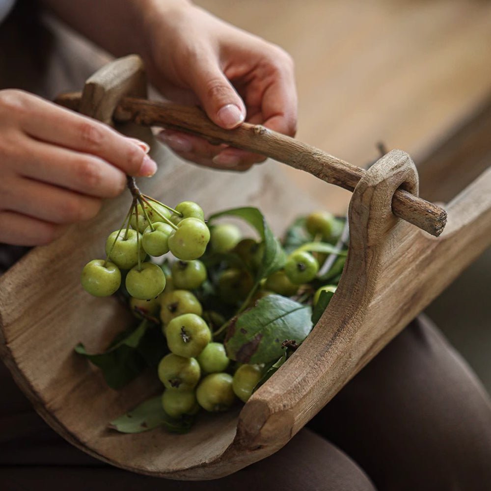 Plateau panier rustique en bois