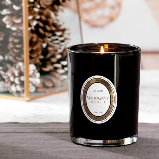 Bougie en verre Tabac Acajou 15 oz.