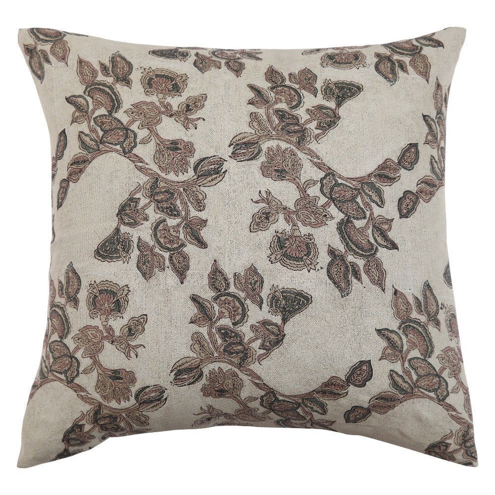 Housse de coussin décoratif en lin à motif floral Mira, orchidée