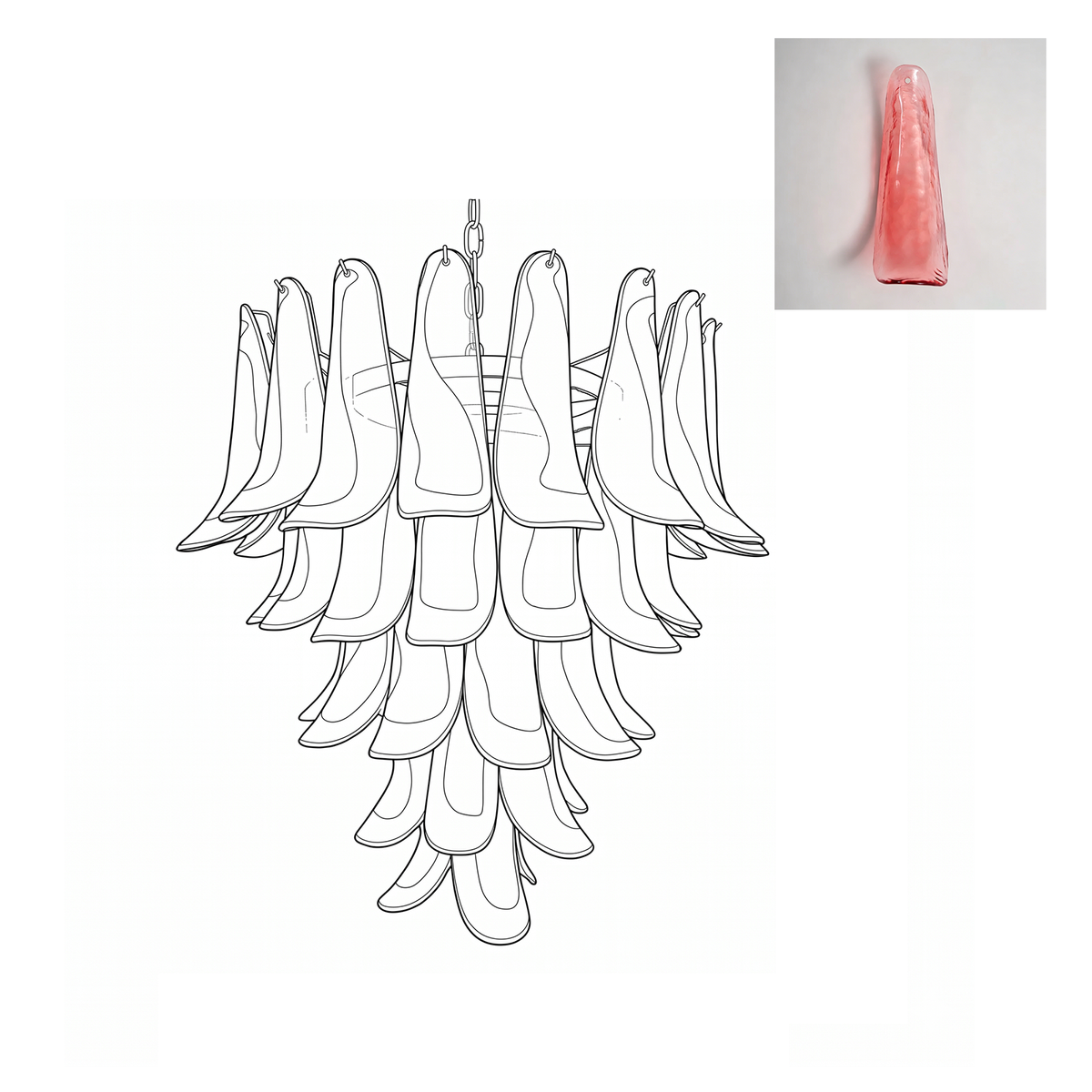 Mid Century Petals Murano Chandelier