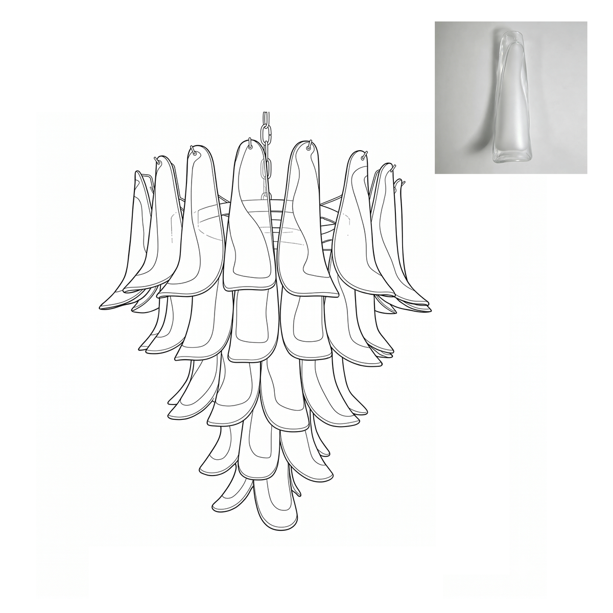 Mid Century Petals Murano Chandelier