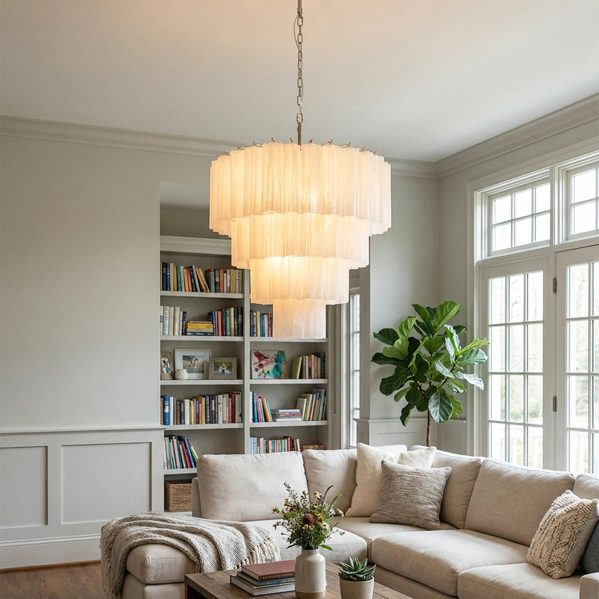 Murano Star Shaped Glass Tube Chandelier