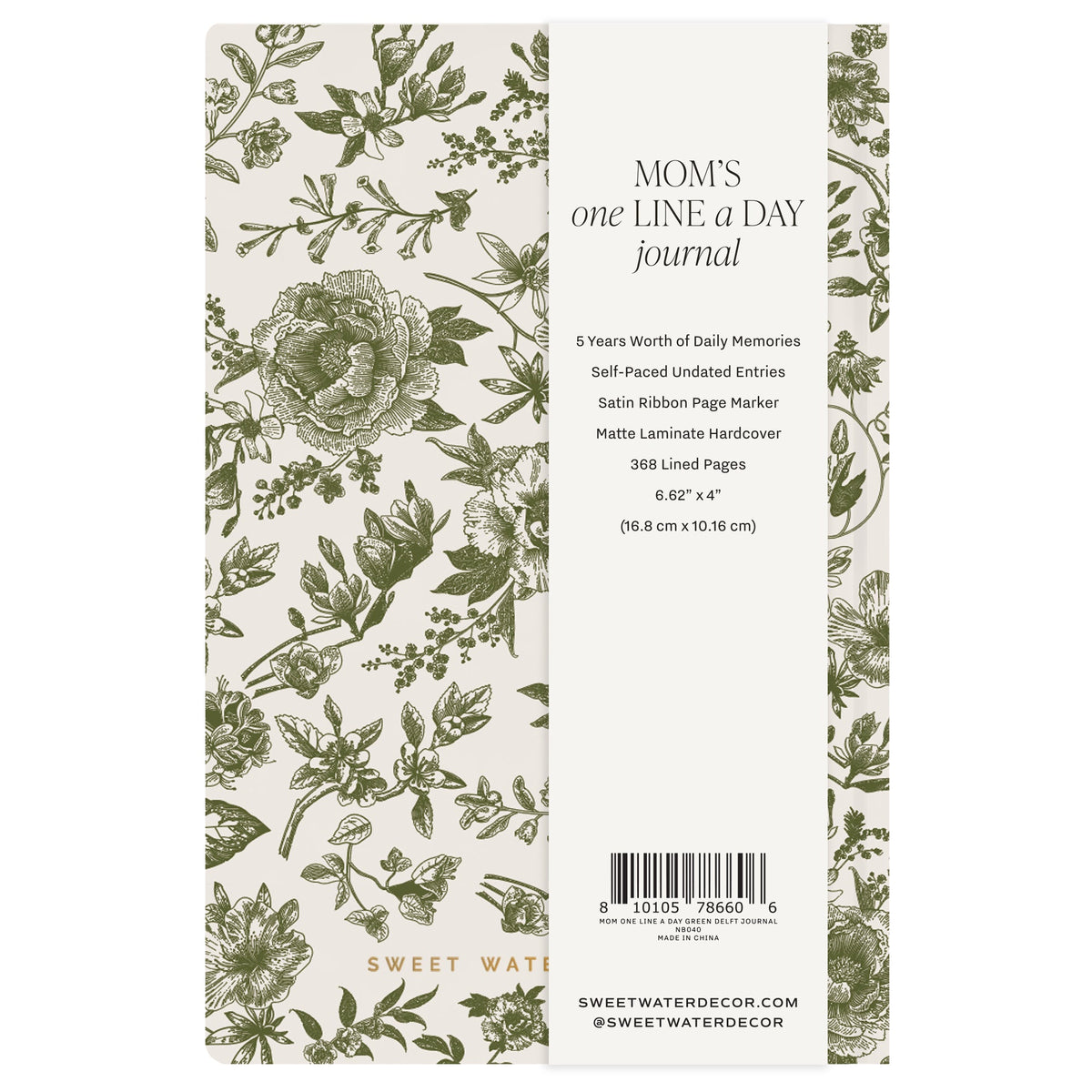 Journal « One Line A Day » pour maman, cuir vert style Delft