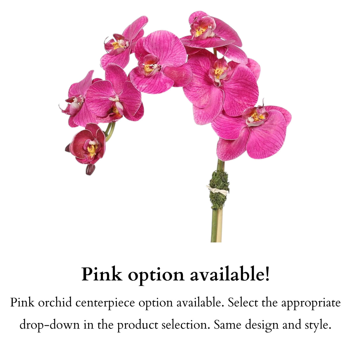 Composizione di orchidee finte in vaso color oro opaco