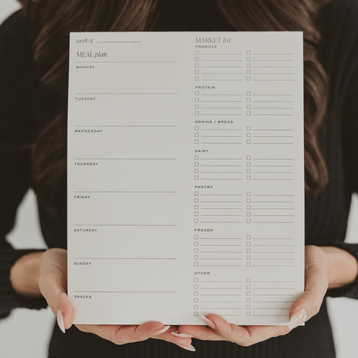 Bloc-notes de planning des repas hebdomadaire