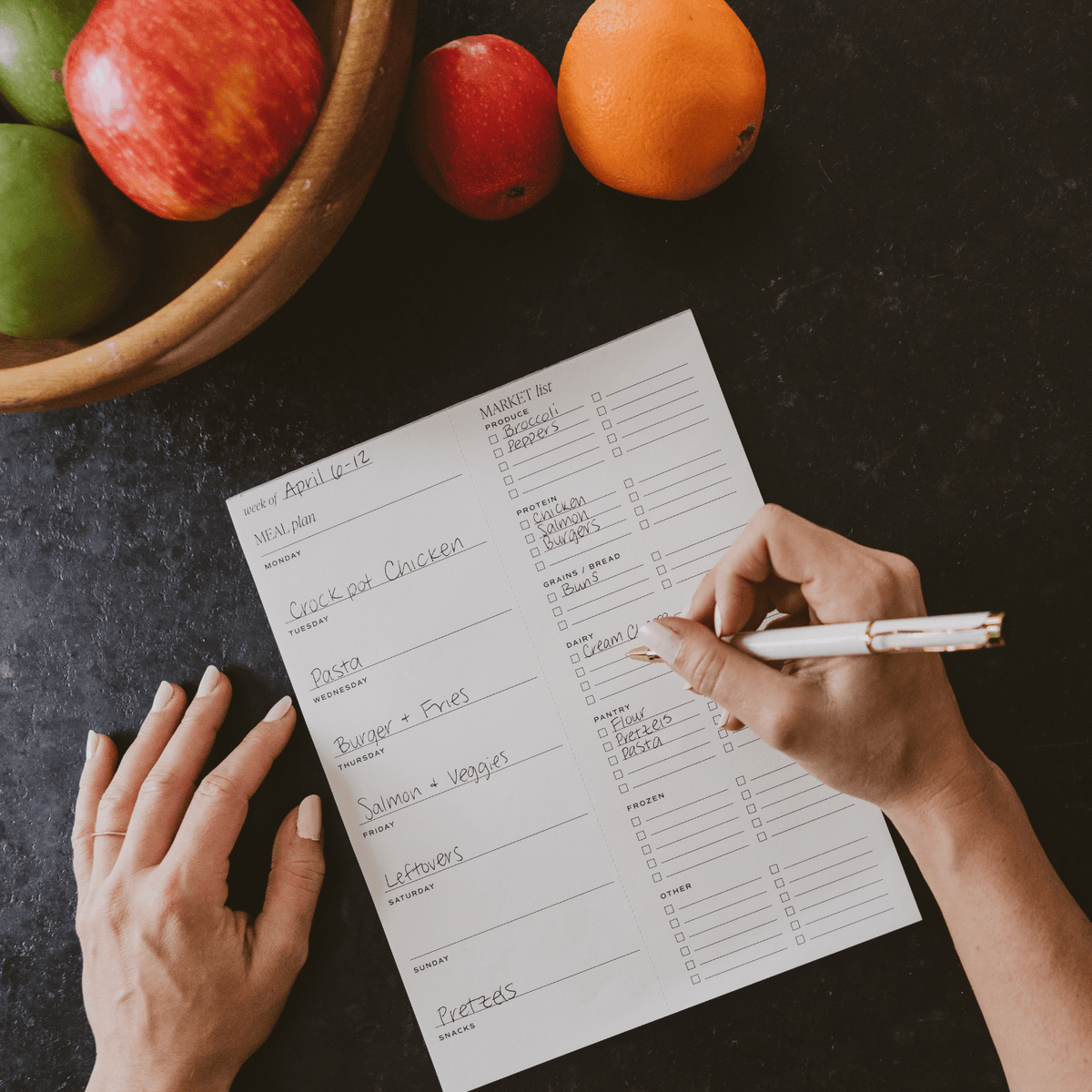 Bloc-notes de planning des repas hebdomadaire