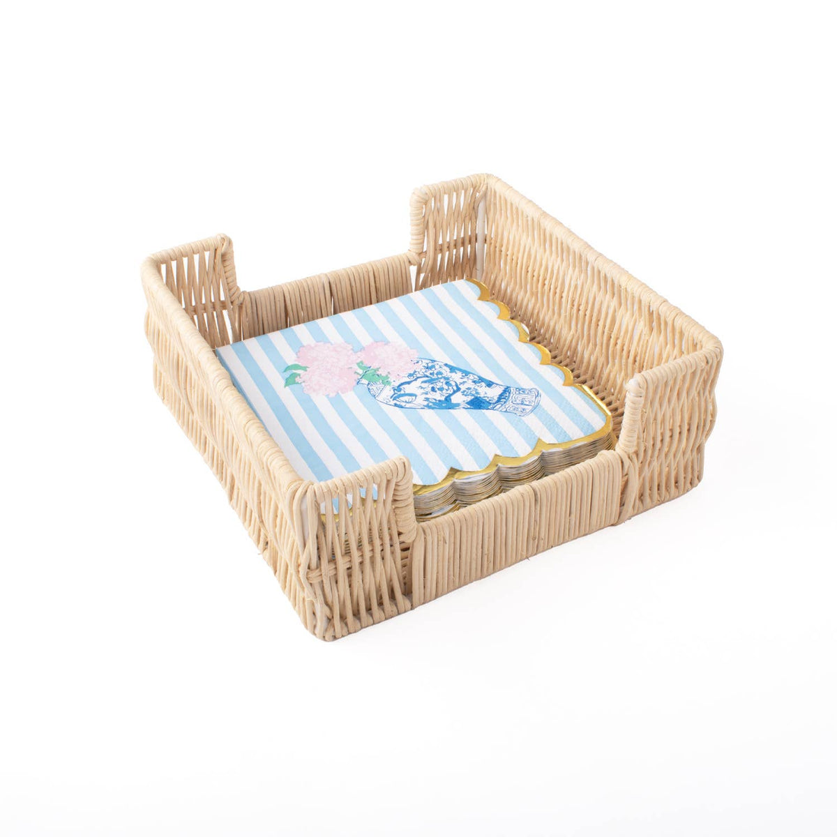 Natural Rattan Beverage Napkin Tray 6" x 6"