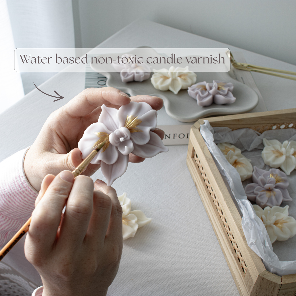 Mini-bougies en forme d'orchidée | Bougies florales pour cadeaux d'invités