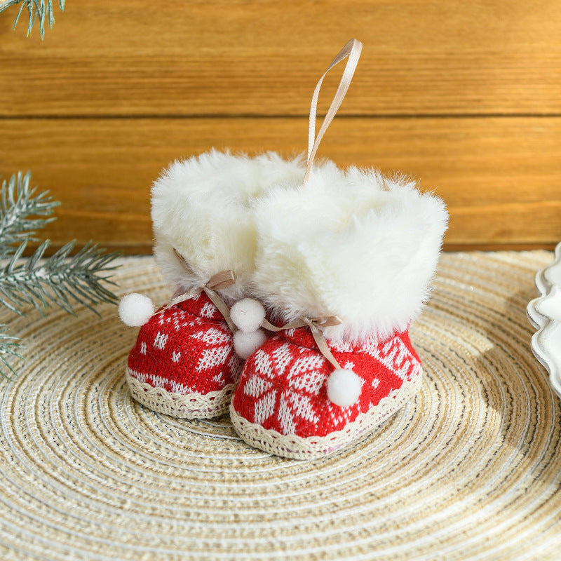 Christmas Mini Boot Knit Felt Stocking Ornaments 2.8 x 2.6 x 3.5 in