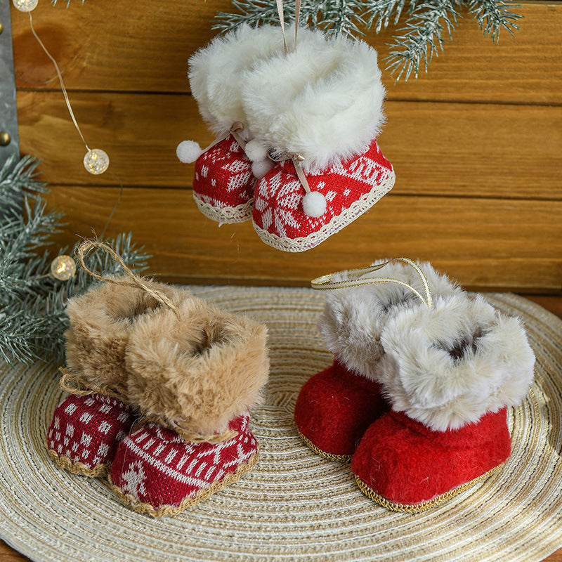Christmas Mini Boot Knit Felt Stocking Ornaments 2.8 x 2.6 x 3.5 in