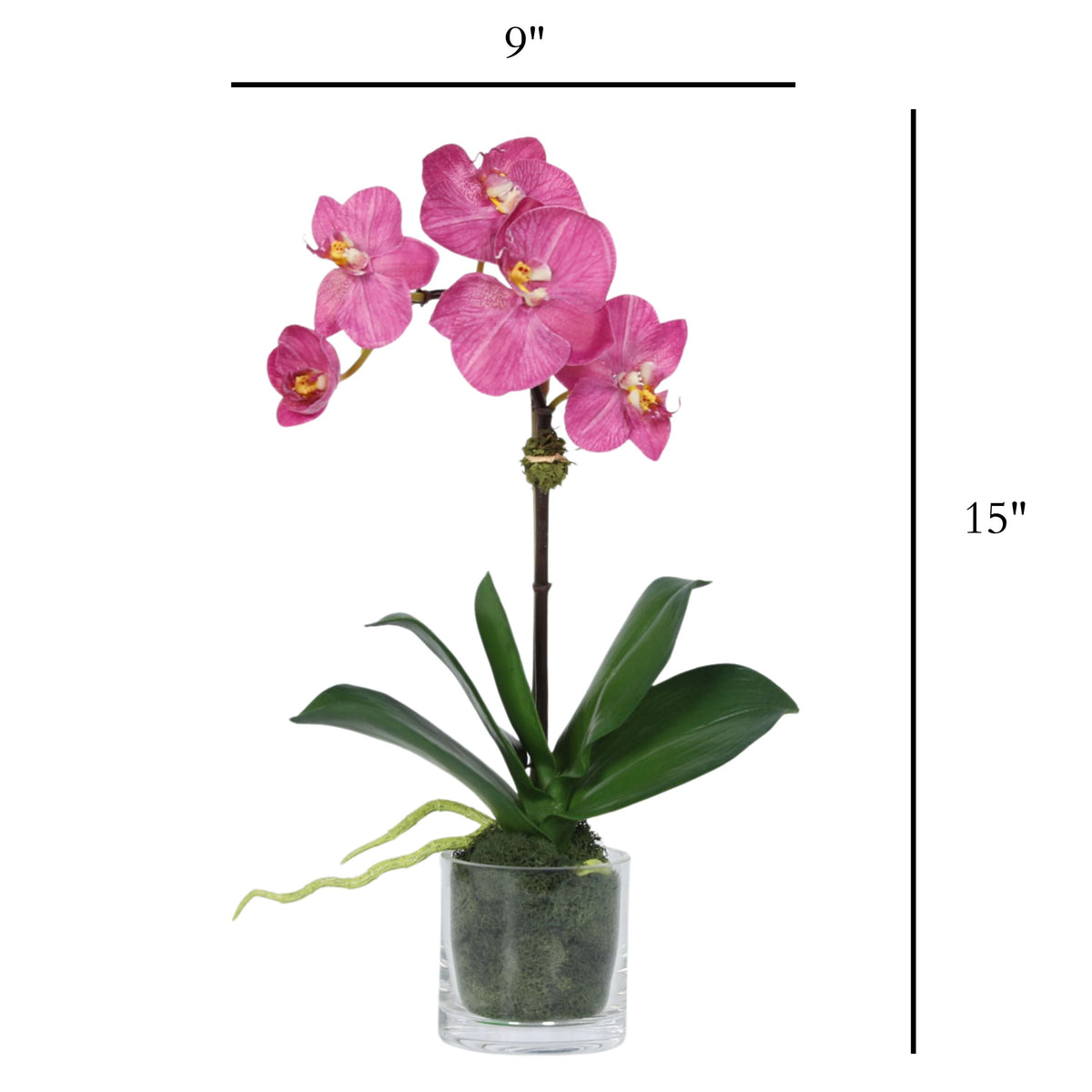 Orchidea finta in vaso di vetro