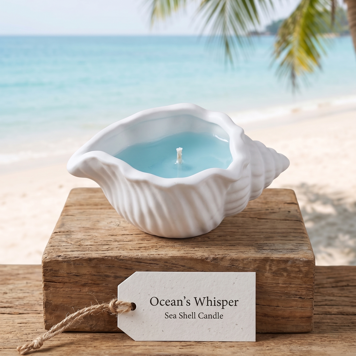 Candela a forma di conchiglia Ocean's Whisper | Contenitore in Jesmonite