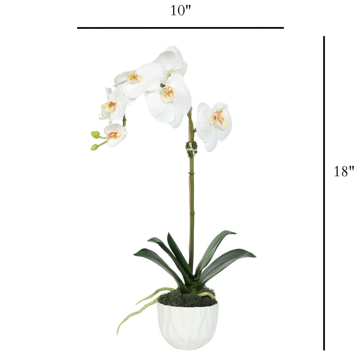 Orchidée artificielle dans vase blanc - 46 cm