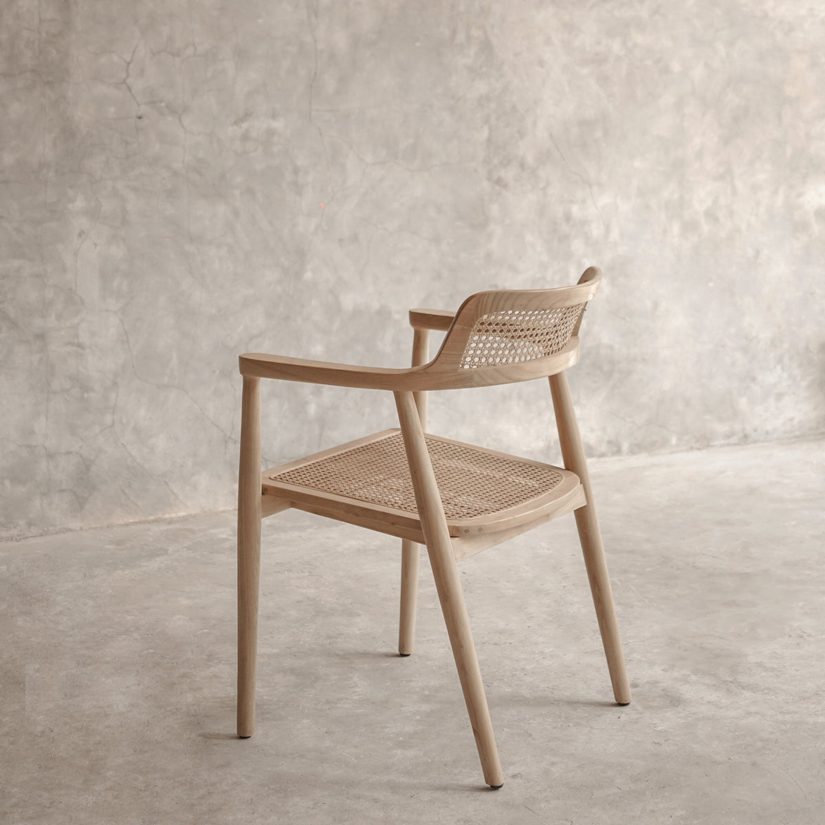 Pasha Solid Wood & Natural Rattan Dining Armchair