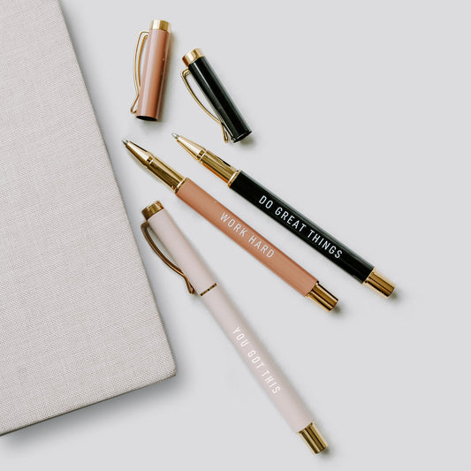 Ensemble de stylos métalliques motivants