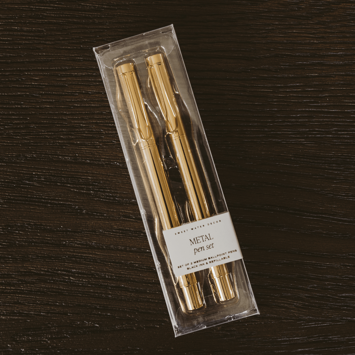 Ensemble de stylos en métal doré