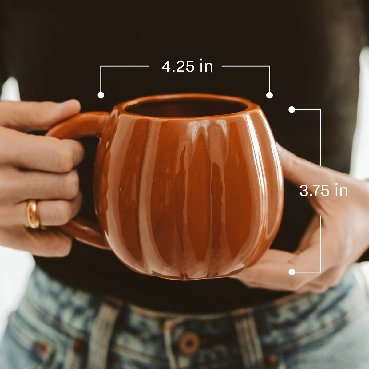 Mug à café figuratif citrouille noire 19 oz