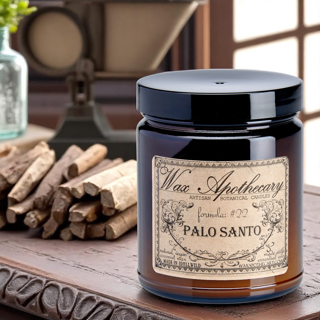 6 oz Botanical Candle in Amber Glass Jar - Palo Santo