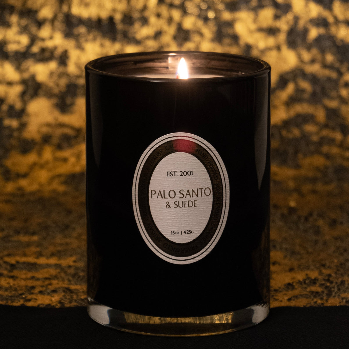 Candela in vetro Palo Santo & Suede da 15 oz.