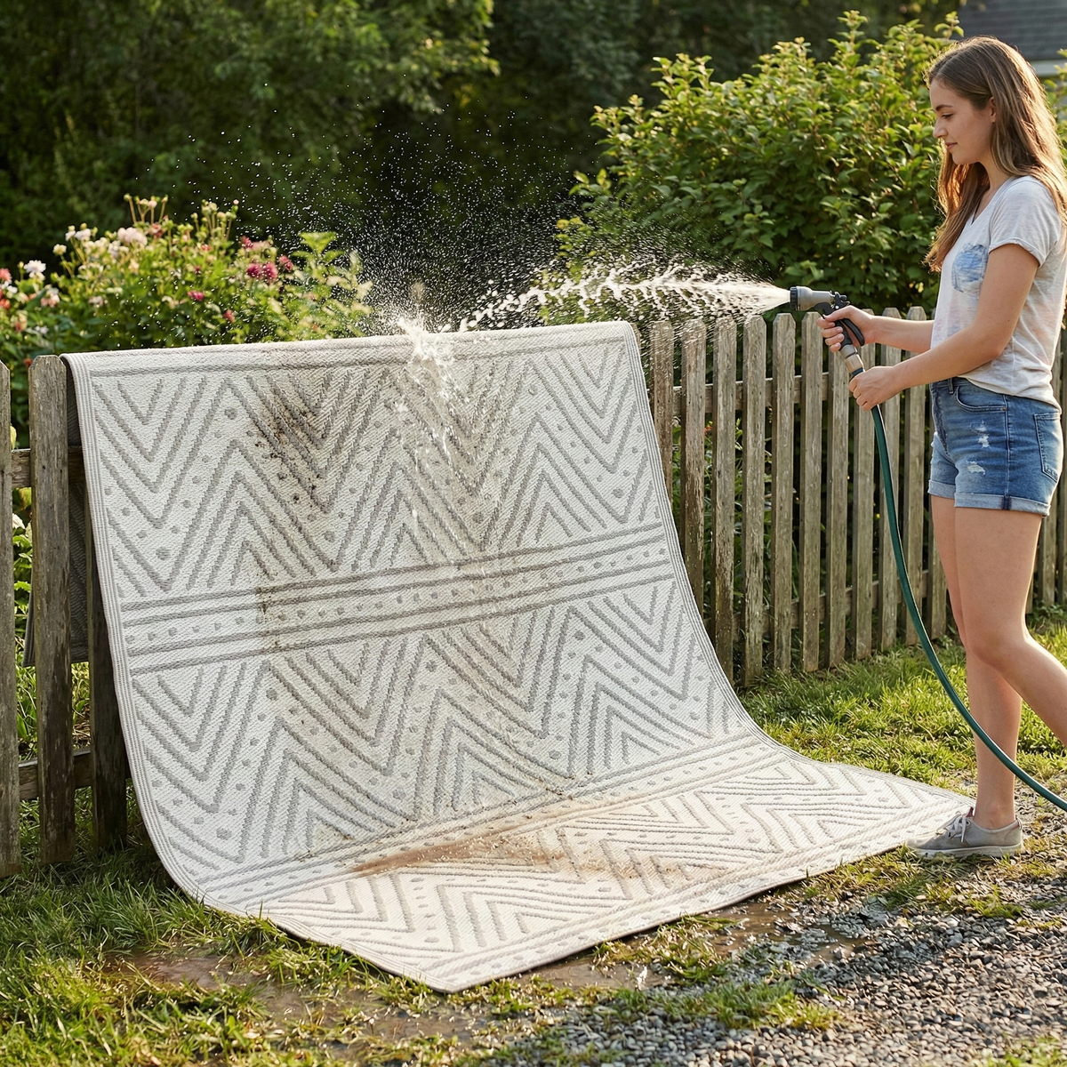 Patan - Beige Geometric Outdoor Rug for Patio