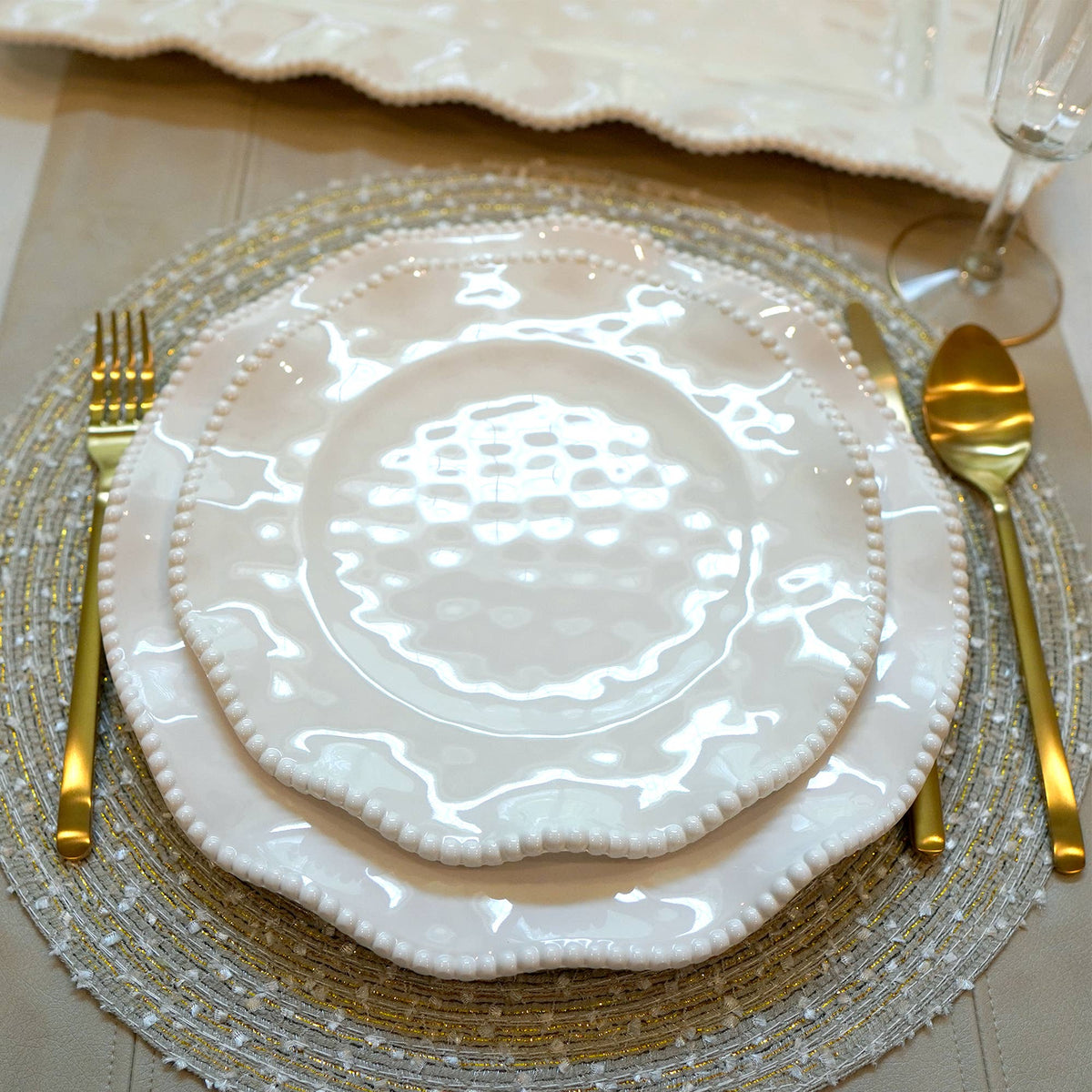 Perlette Cream Melamine Salad Plate 9" - Set of 4